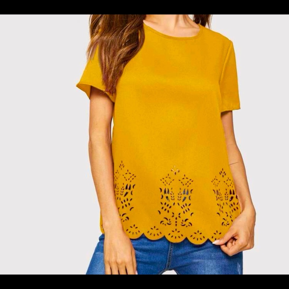 Shein Blouse, Orange Short Sleeve.